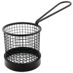 Panier de présentation rond en metal noir avec poignee  80 mm