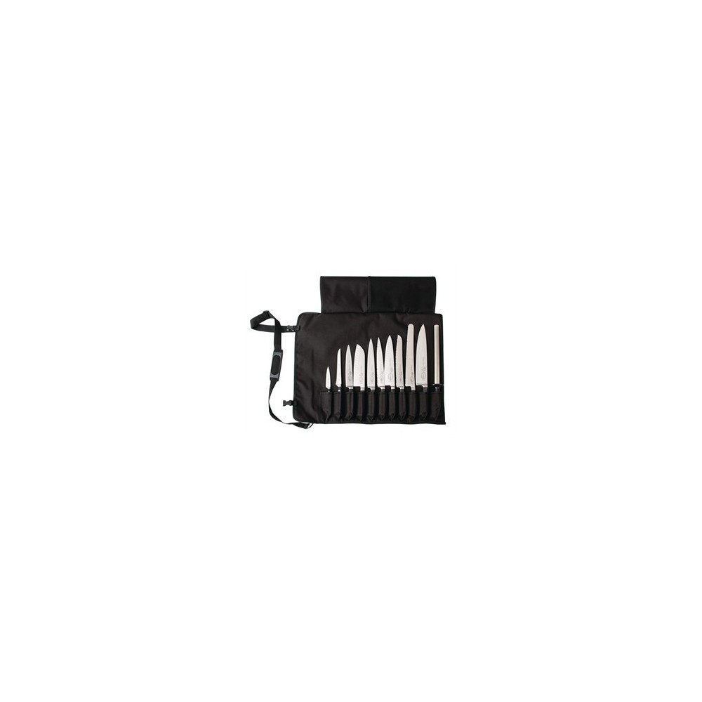 ÉTUI À COUTEAUX EN TISSU NOIR AVEC SANGLE 11 PIÈCES PRO GASTRO ÉTUI À COUTEAUX EN TISSU NOIR AVEC SANGLE 11 PIÈCES PRO GASTRO