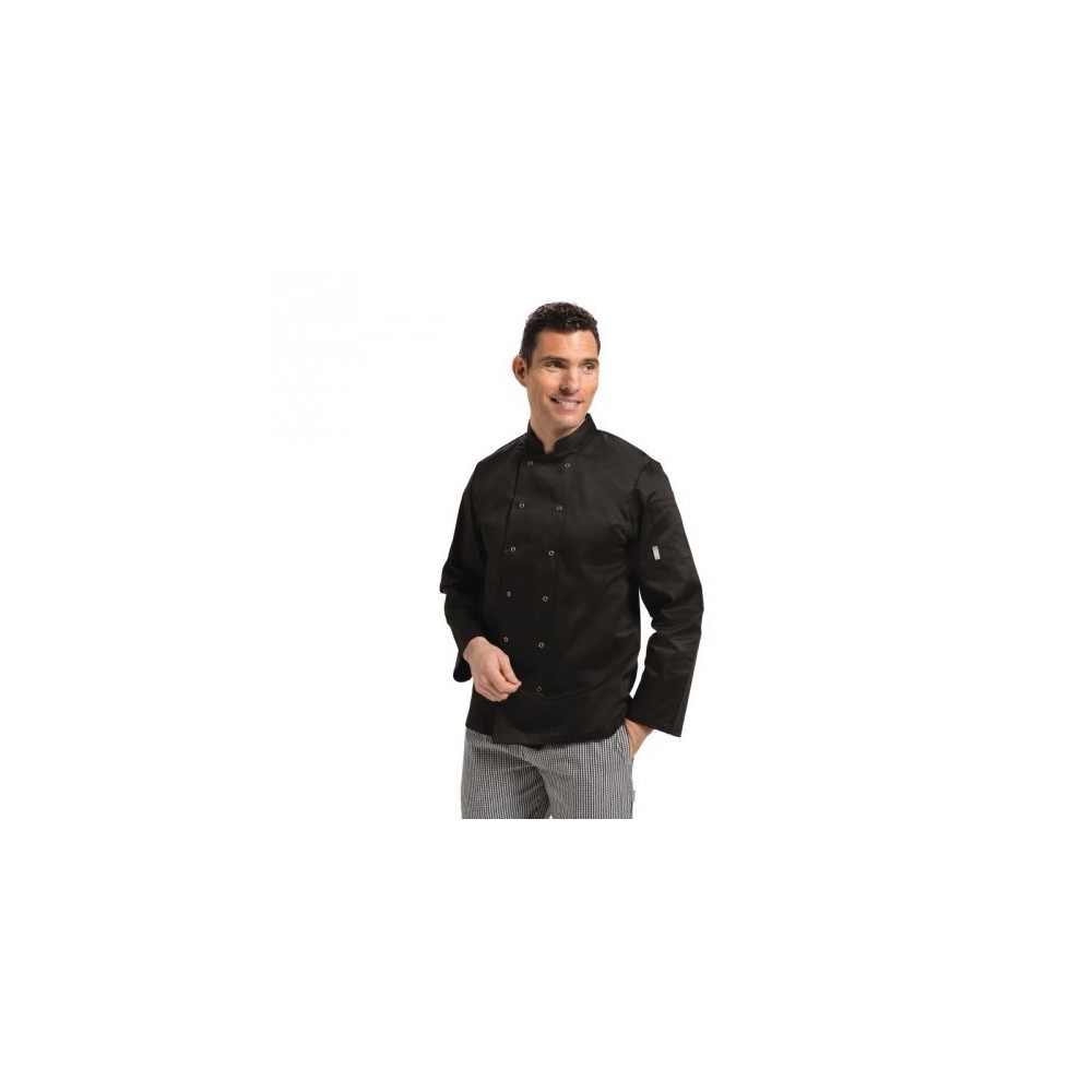 VESTE DE CHEF UNISEXE NOIRE À MANCHES LONGUES pro Gastro VESTE DE CHEF UNISEXE NOIRE À MANCHES LONGUES pro Gastro
