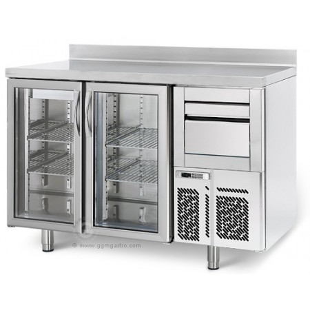 Arrière-bar réfrigéré - 2 portes battantes - INOX - 325 litres - Classe N