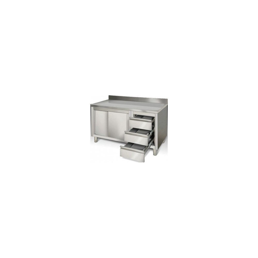 Meuble bas inox portes coulissantes + tiroirs 1600 x 700 x 850 Meuble bas inox portes coulissantes + tiroirs 1600 x 700 x 850