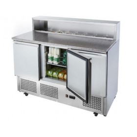 Meuble à pizza - Garantie 2 ans - Paiement 4X - 3 portes + roulettes - 7 x GN 1/6 - Classe N