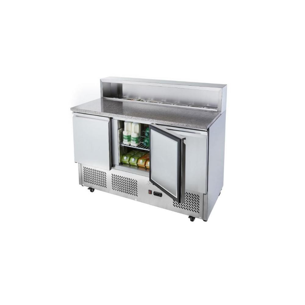 Meuble à pizza - Garantie 2 ans - Paiement 4X - 3 portes + roulettes - 7 x GN 1/6 - Classe N Meuble à pizza - Garantie 2 ans - Paiement 4X - 3 portes + roulettes - 7 x GN 1/6 - Classe N