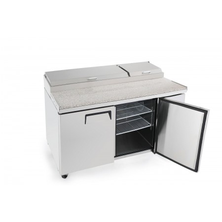 Meuble à pizza tropicalisé - 335 L - 2 portes + roulettes - 8 x GN 1/3 - Garantie 2 ans - Classe T