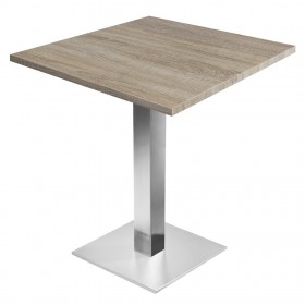Table de restaurant avec base ronde en fonte avec plateau carré