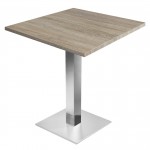 Table de restaurant avec base ronde en fonte avec plateau carré