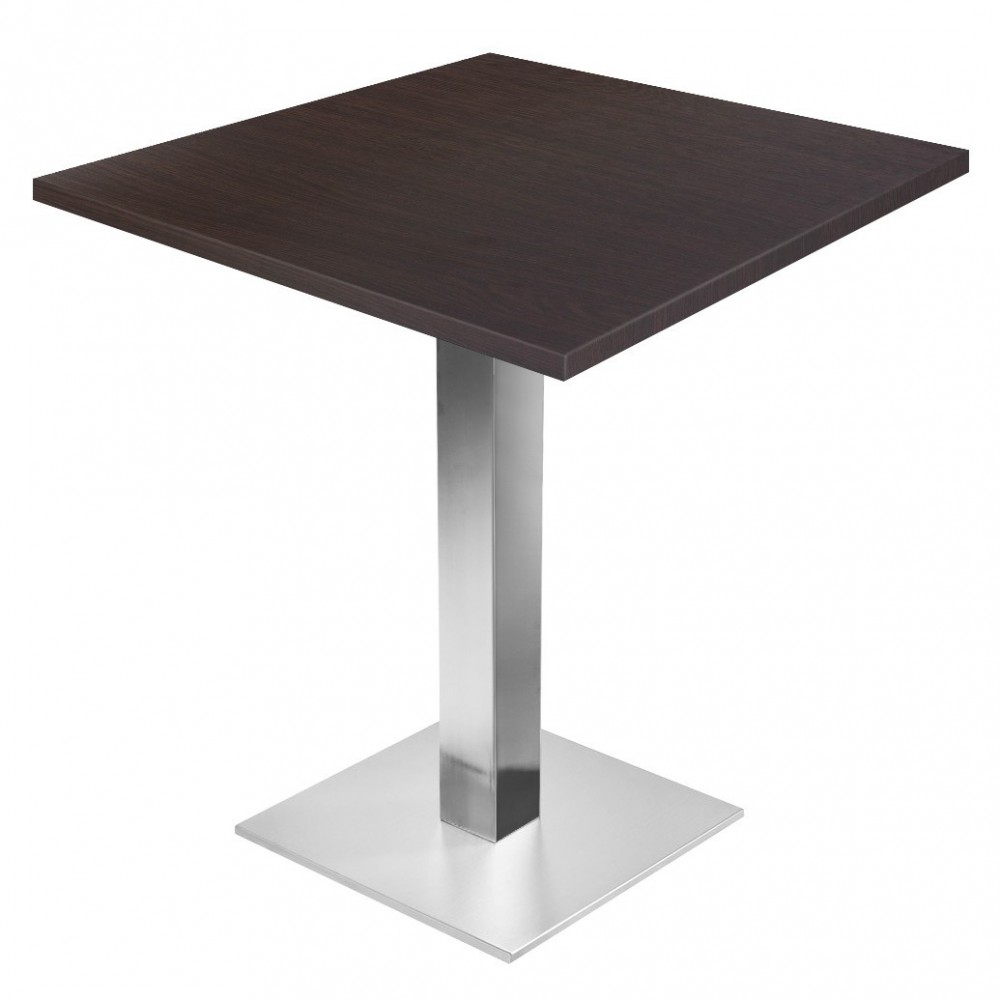 Table de restaurant avec base ronde en fonte avec plateau carré Table de restaurant avec base ronde en fonte avec plateau carré