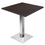 Table de restaurant avec base ronde en fonte avec plateau carré