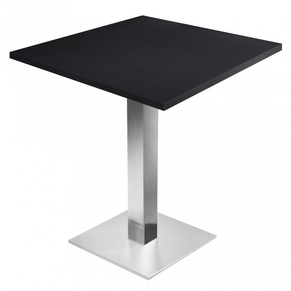Table de restaurant avec base ronde en fonte avec plateau carré Table de restaurant avec base ronde en fonte avec plateau carré