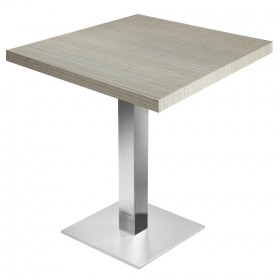 Table de restaurant avec base ronde en fonte avec plateau carré