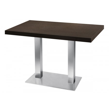 Table de restaurant avec base ronde en fonte avec plateau carré