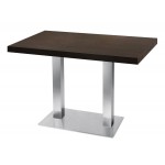 Table de restaurant avec base ronde en fonte avec plateau carré