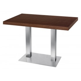 Table de restaurant avec base ronde en fonte avec plateau carré