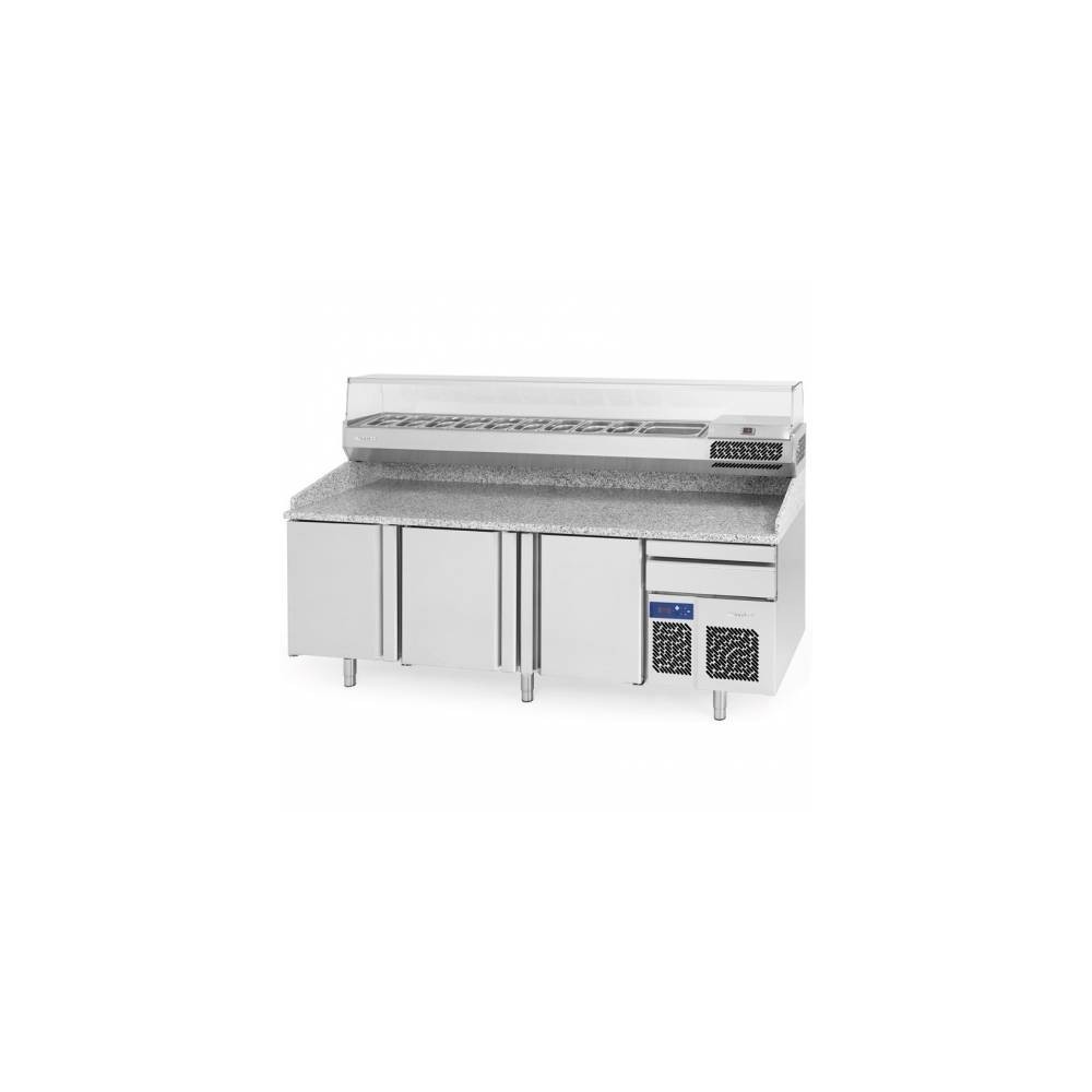 Meuble Table à pizza 3 portes refrigerre 11 bacs Meuble Table à pizza 3 portes refrigerre 11 bacs