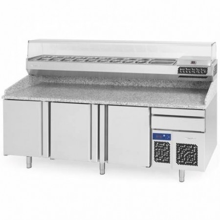 Meuble Table à pizza 3 portes refrigerre 11 bacs