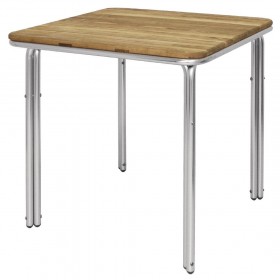 Table de restaurant avec base ronde en fonte avec plateau carré