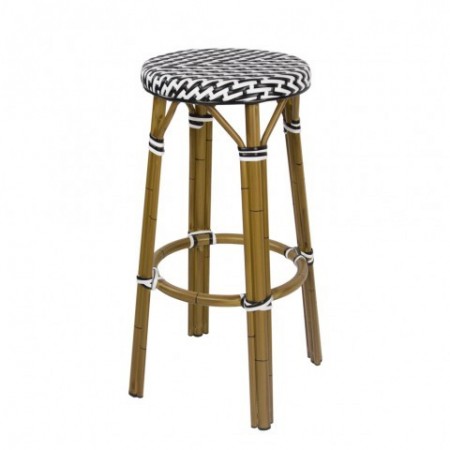 Chaises en rotin bar anthracite avec accoudoirs