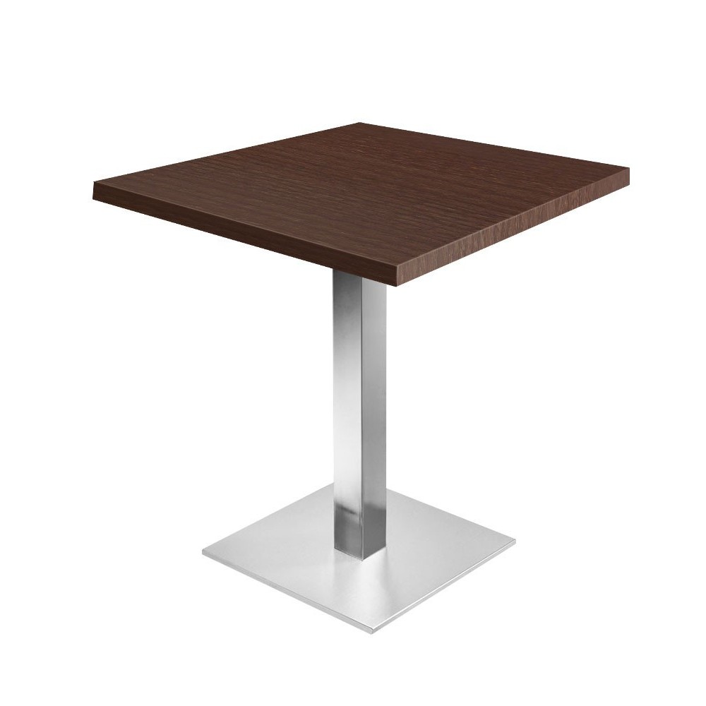 Table de restaurant avec base ronde en fonte avec plateau carré Table de restaurant avec base ronde en fonte avec plateau carré