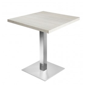 Table de restaurant avec base ronde en fonte avec plateau carré