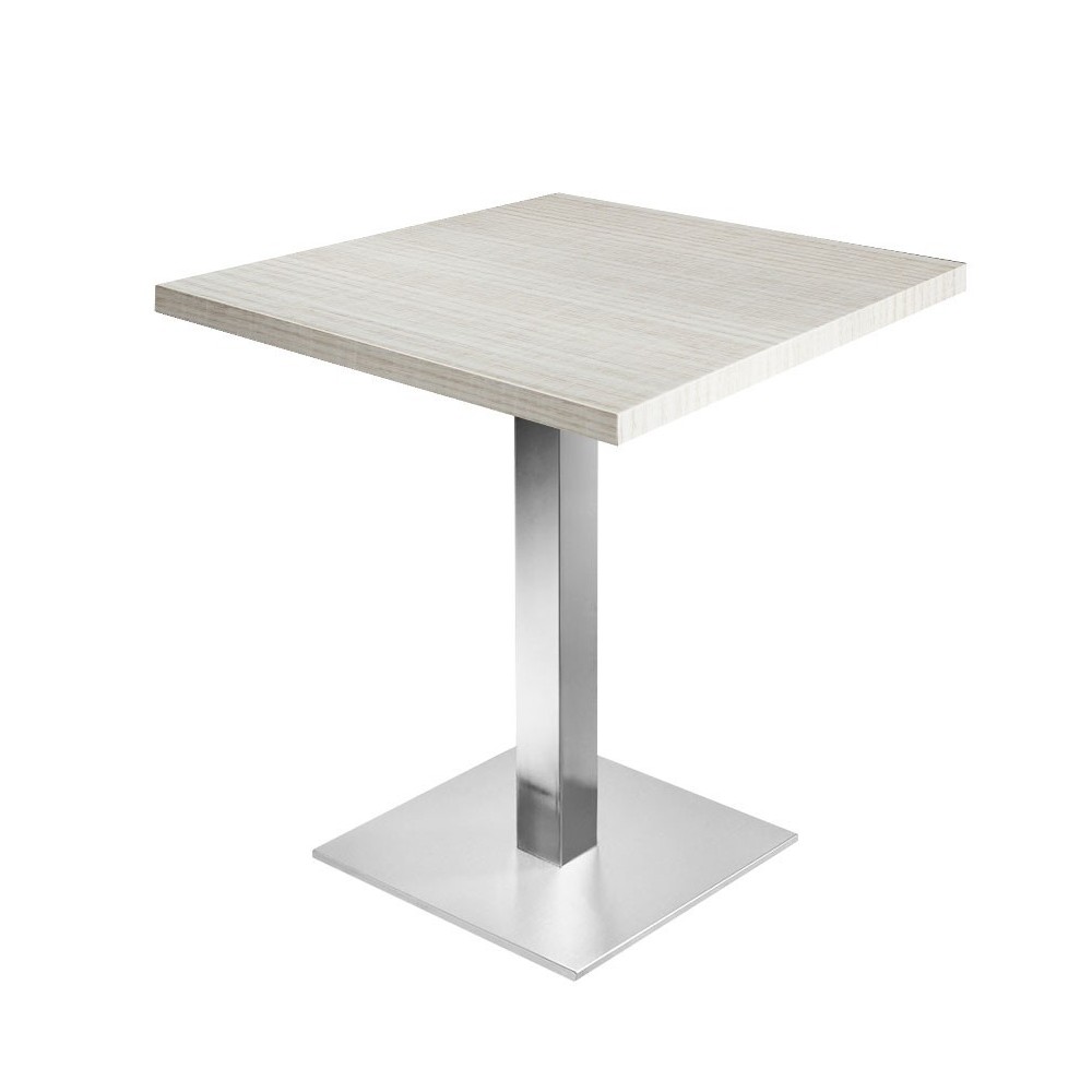 Table de restaurant avec base ronde en fonte avec plateau carré Table de restaurant avec base ronde en fonte avec plateau carré