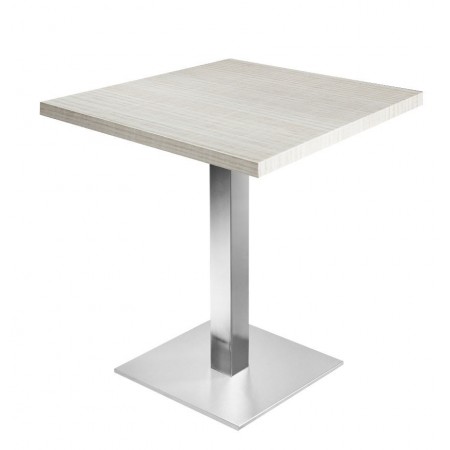 Table de restaurant avec base ronde en fonte avec plateau carré