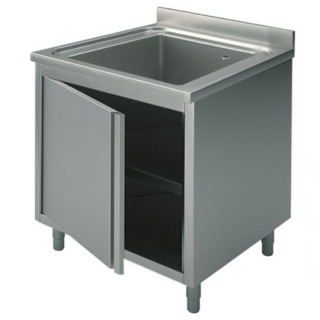 Plonge inox sur meuble - AISI 304 - 600 (L) x 700 (P) x 850 (H) mm