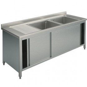Plonge inox sur meuble - AISI 304 - 1800 (L) x 700 (P) x 850 (H) mm