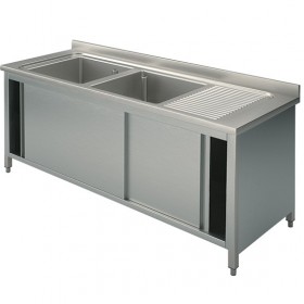 Plonge inox sur meuble - AISI 304 - 1800 (L) x 700 (P) x 850 (H) mm