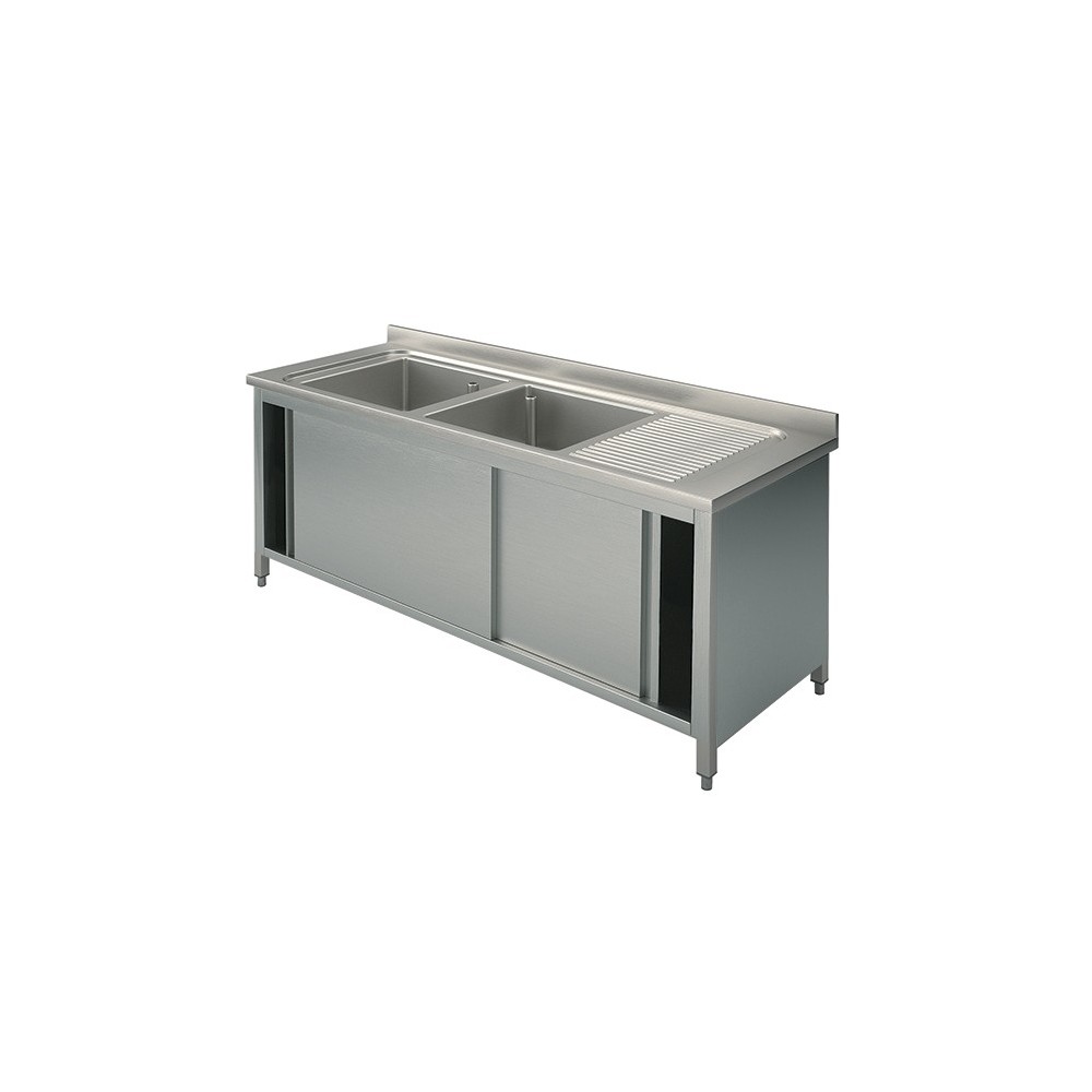 Plonge inox sur meuble - AISI 304 - 1800 (L) x 700 (P) x 850 (H) mm Plonge inox sur meuble - AISI 304 - 1800 (L) x 700 (P) x 850 (H) mm