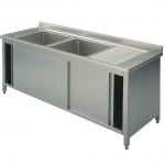 Plonge inox sur meuble - AISI 304 - 1800 (L) x 700 (P) x 850 (H) mm