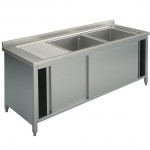 Plonge inox sur meuble - AISI 304 - 1400 (L) x 700 (P) x 850 (H) mm