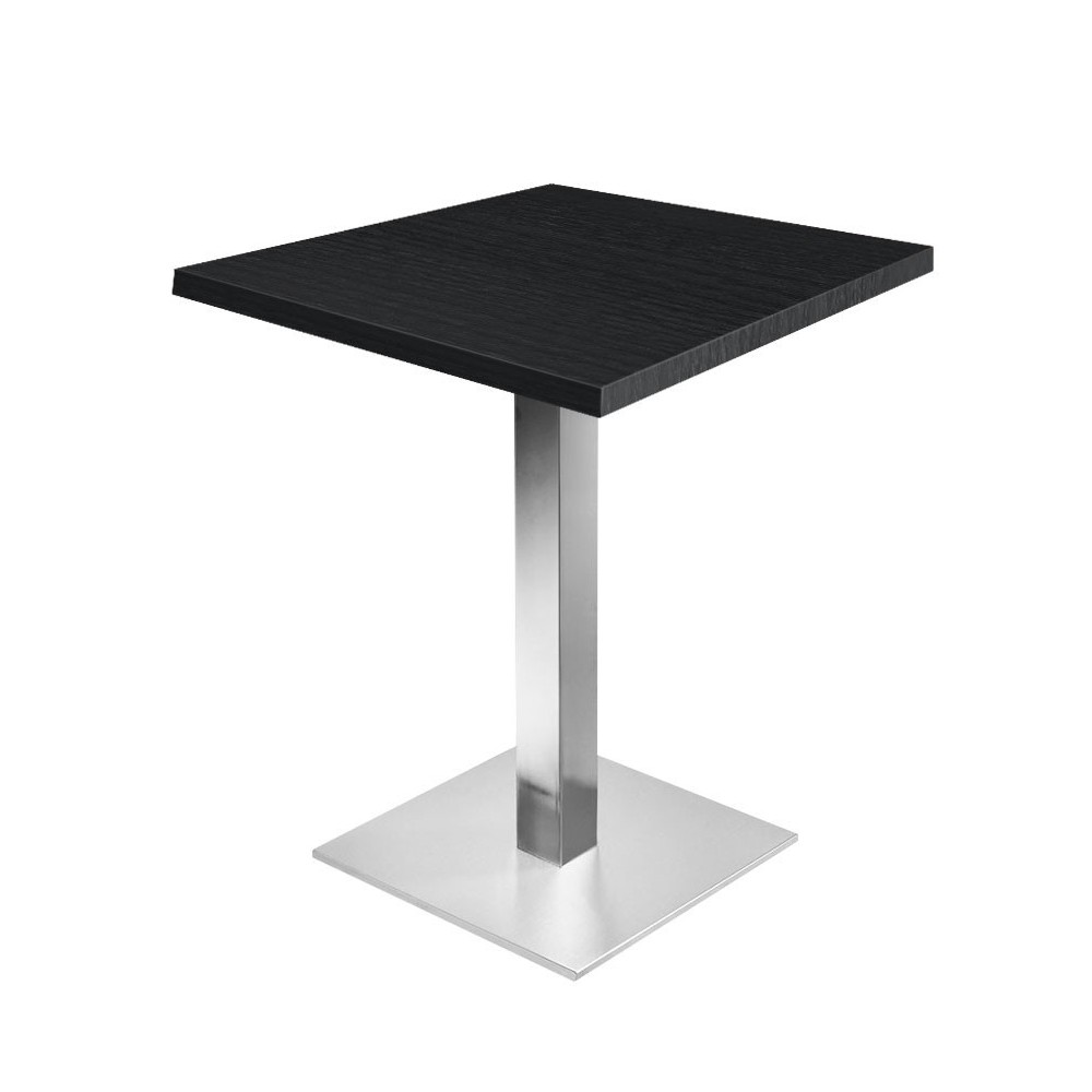 Table de restaurant avec base ronde en fonte avec plateau carré Table de restaurant avec base ronde en fonte avec plateau carré