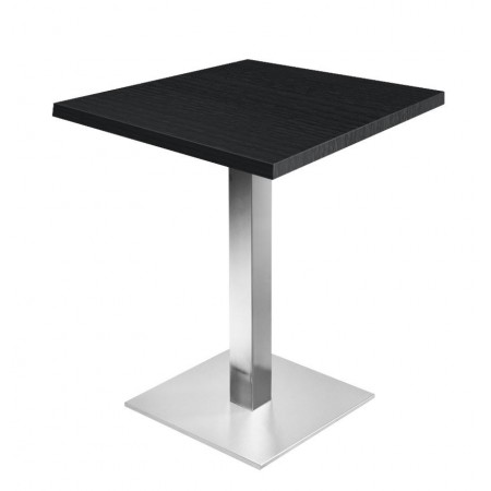 Table de restaurant avec base ronde en fonte avec plateau carré