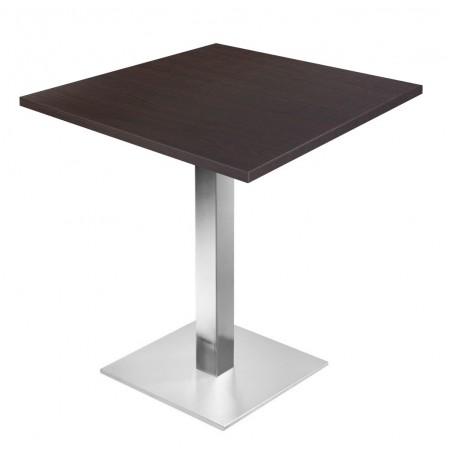 Table de restaurant avec base ronde en fonte avec plateau carré