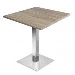 Table de restaurant avec base ronde en fonte avec plateau carré