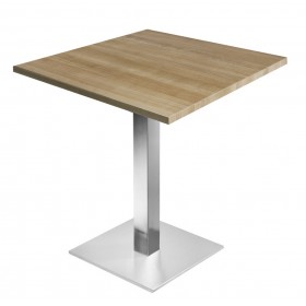 Table de restaurant avec base ronde en fonte avec plateau carré