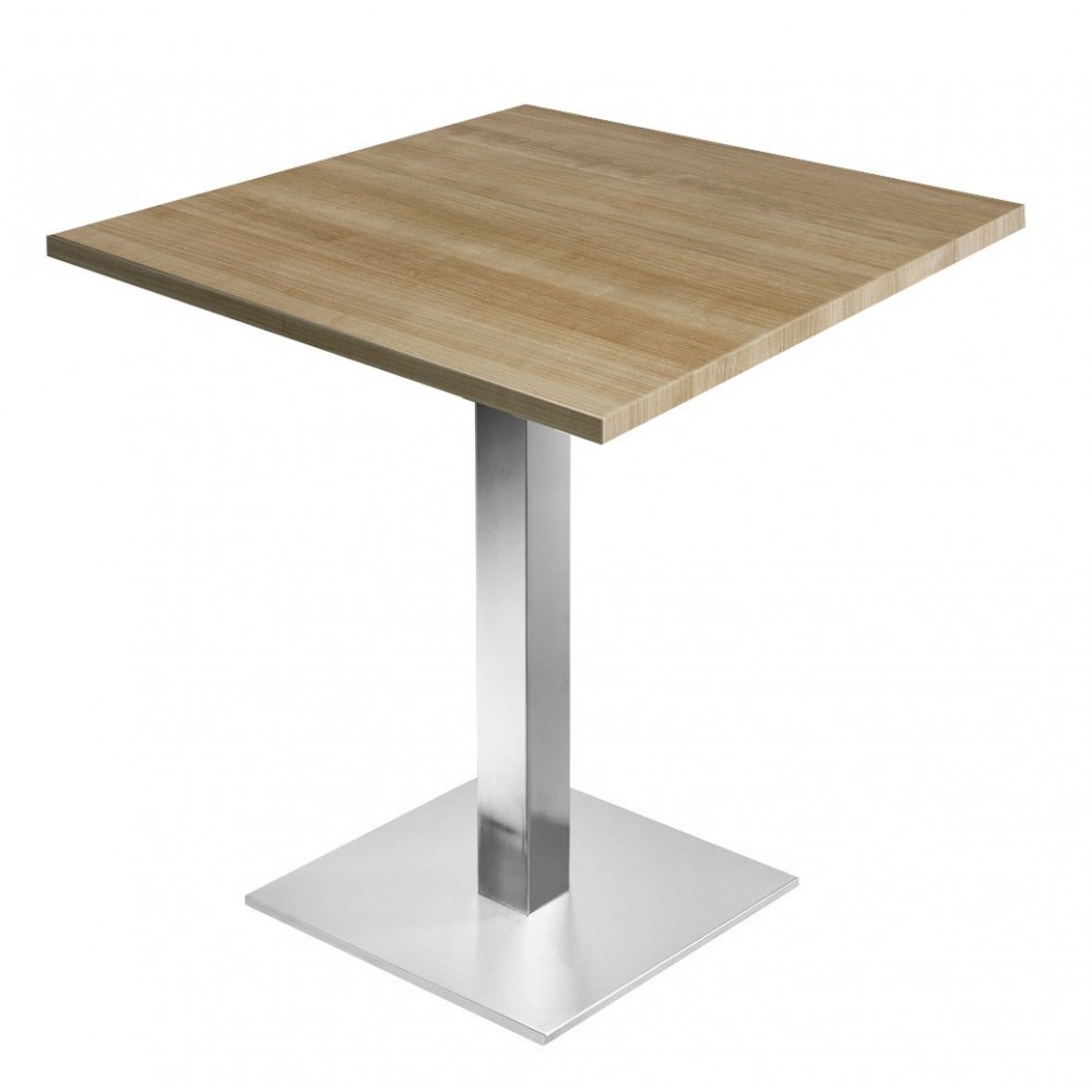 Table de restaurant avec base ronde en fonte avec plateau carré