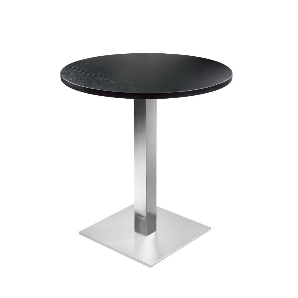 Table de restaurant avec base ronde en fonte avec plateau carré Table de restaurant avec base ronde en fonte avec plateau carré