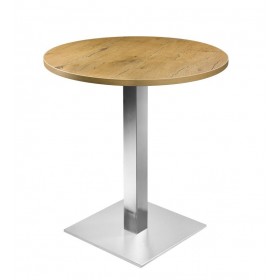 Table de restaurant avec base ronde en fonte avec plateau carré