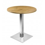 Table de restaurant avec base ronde en fonte avec plateau carré