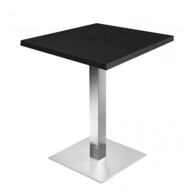 Table de restaurant avec base ronde en fonte avec plateau carré