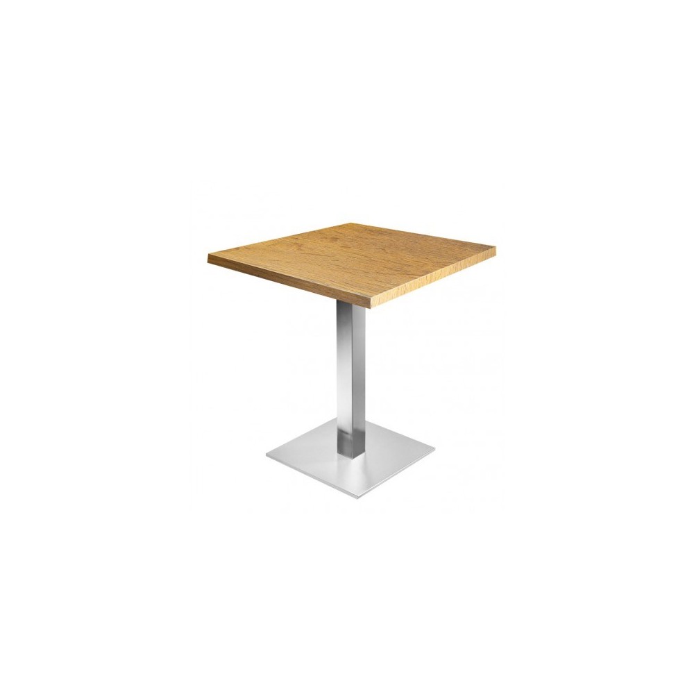 Table de restaurant avec base ronde en fonte avec plateau carré Table de restaurant avec base ronde en fonte avec plateau carré