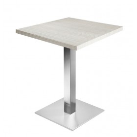 Table de restaurant avec base ronde en fonte avec plateau carré