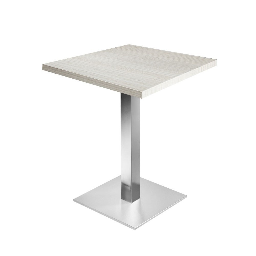 Table de restaurant avec base ronde en fonte avec plateau carré Table de restaurant avec base ronde en fonte avec plateau carré