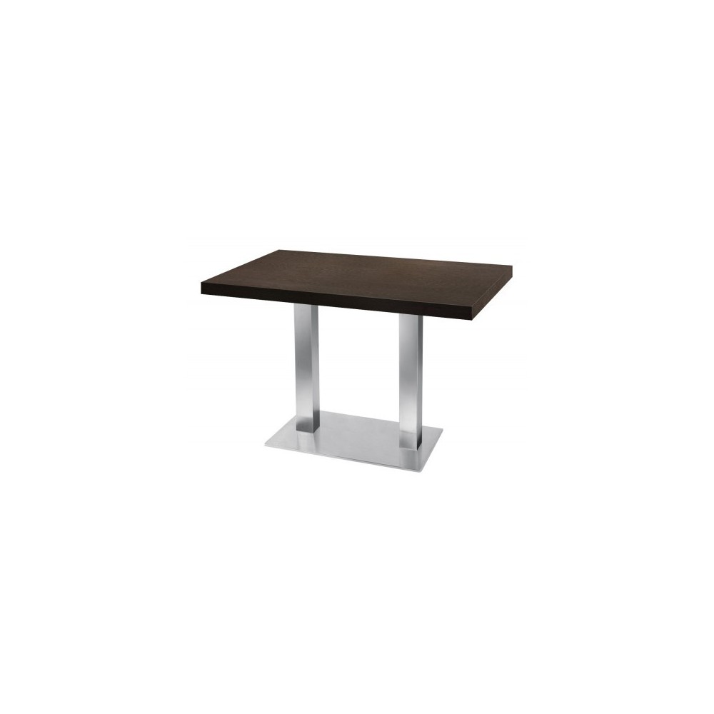 Table de restaurant avec base ronde en fonte avec plateau carré Table de restaurant avec base ronde en fonte avec plateau carré
