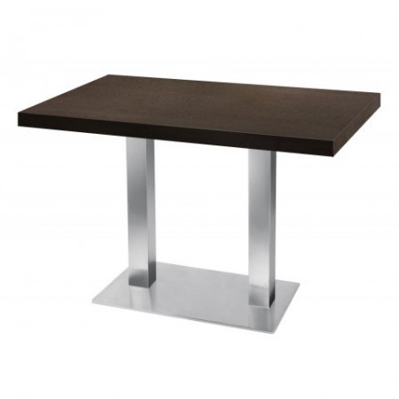 Table de restaurant avec base ronde en fonte avec plateau carré