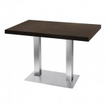 Table de restaurant avec base ronde en fonte avec plateau carré