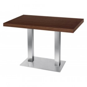 Table de restaurant avec base ronde en fonte avec plateau carré