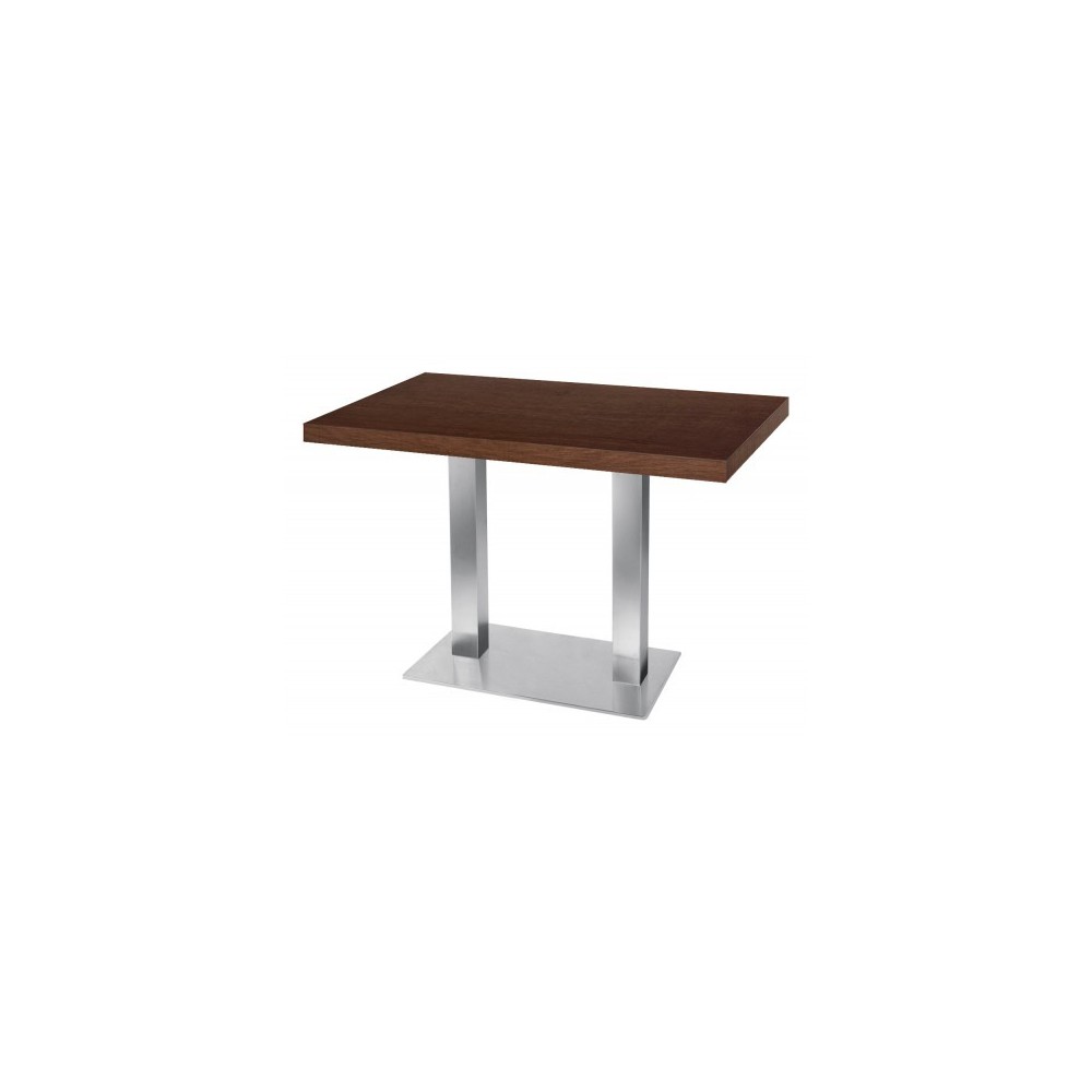 Table de restaurant avec base ronde en fonte avec plateau carré Table de restaurant avec base ronde en fonte avec plateau carré