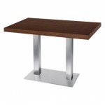 Table de restaurant avec base ronde en fonte avec plateau carré